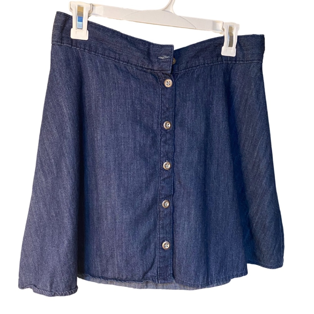 Button-up Detail Jean Skirt Adjustable Waistband